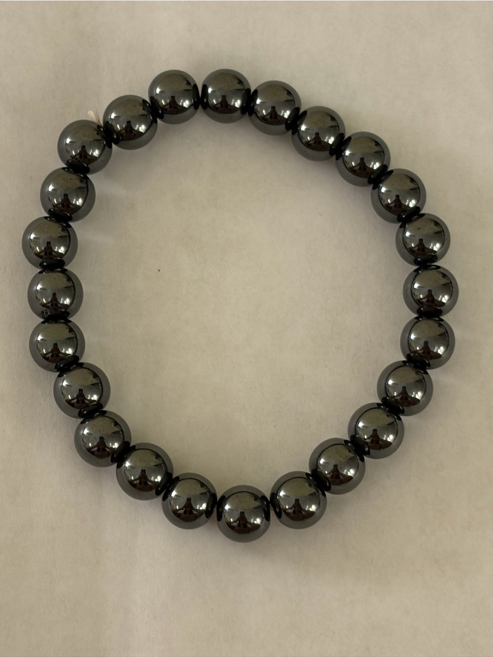 Hematite 8mm Beaded Stretch Bracelet Unisex Gunmetal Gray